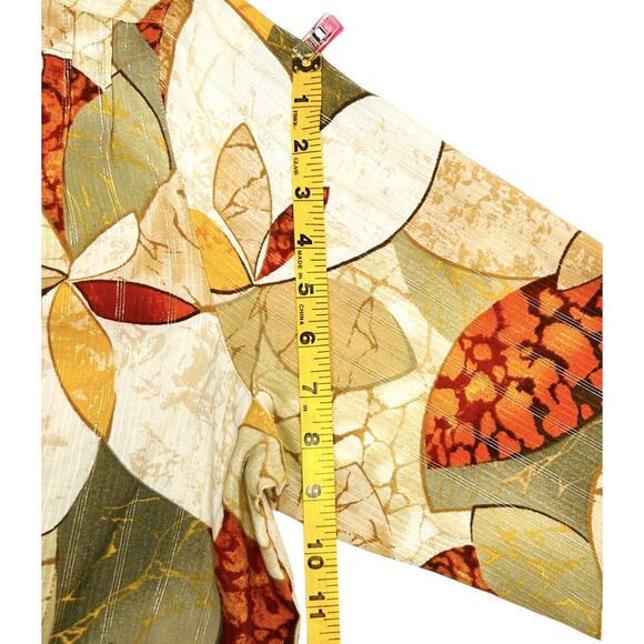 Alfred Dunner Women Shirt Top Sz 18 Button Front Tropical Tan Rust Gold Threads - Picture 14 of 15